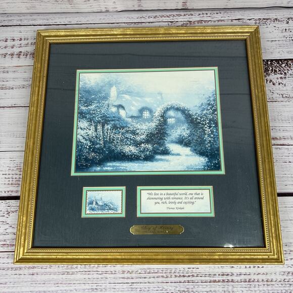 Thomas Kinkade Glory of Morning Gold Frame COA Signed 14 3/8" X 14 3/8" - Picture 1 of 4